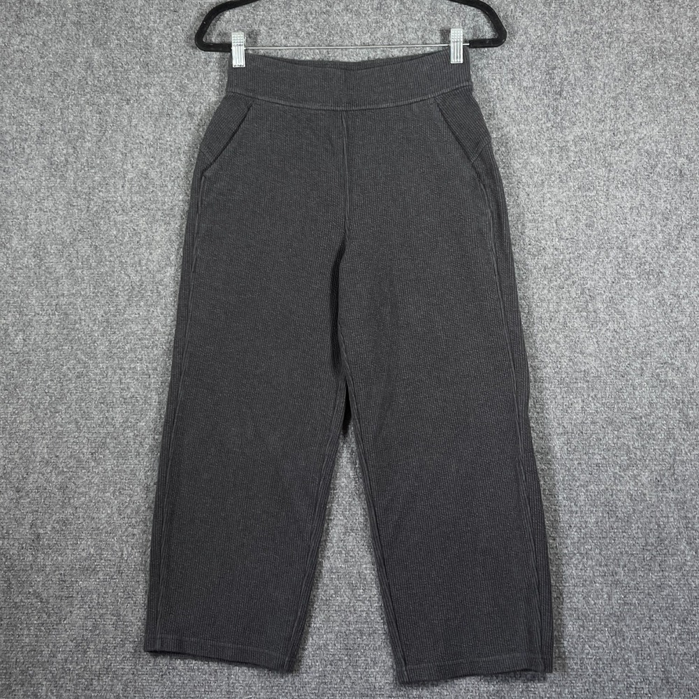 Lululemon Ribbed Straight Leg High Rise Crop 23" Black Gym Yoga Lounge Size 6